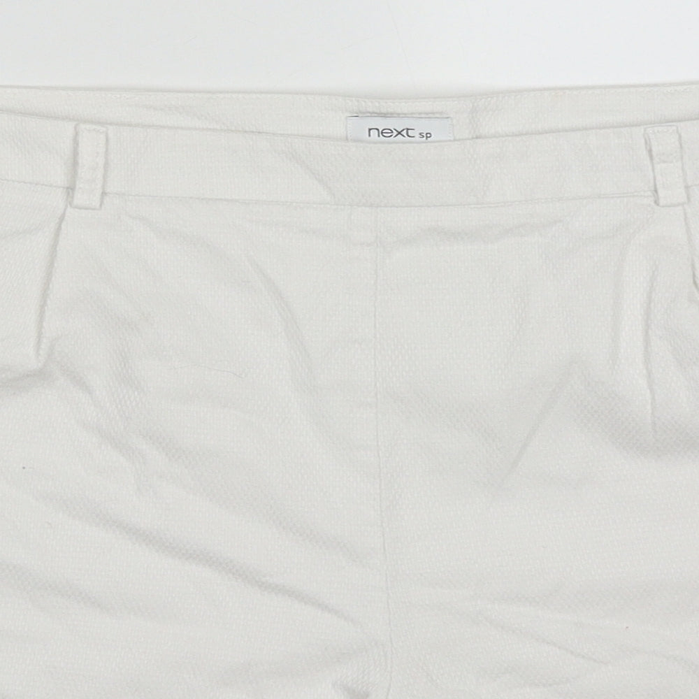NEXT Womens White  Cotton Mom Shorts Size 16 L5 in Regular Zip