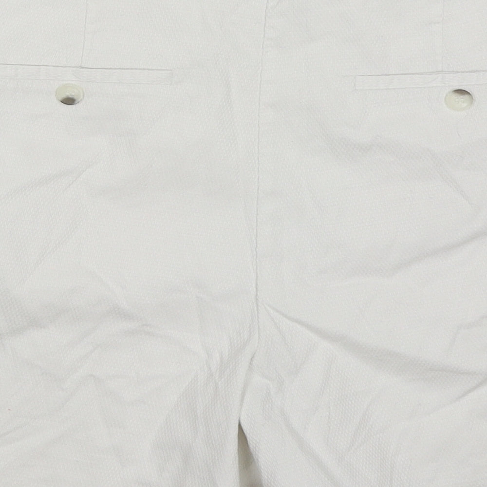 NEXT Womens White  Cotton Mom Shorts Size 16 L5 in Regular Zip