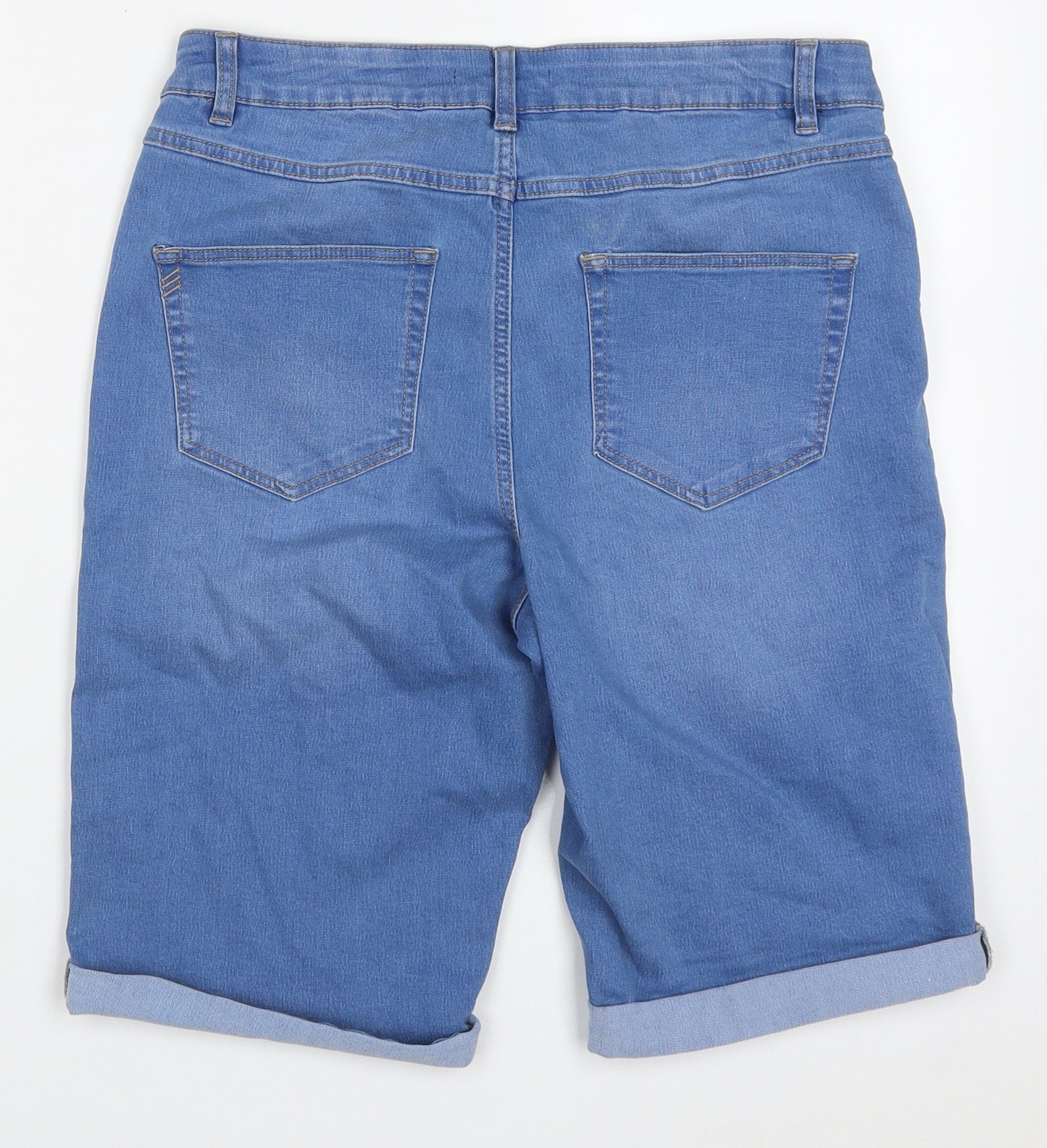 George Womens Blue  Cotton Bermuda Shorts Size 12 L12 in Regular Button