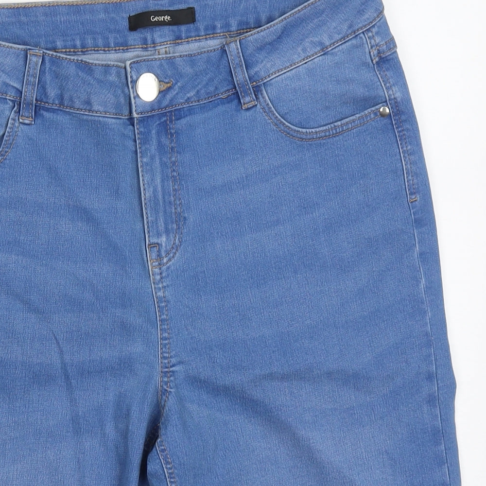 George Womens Blue  Cotton Bermuda Shorts Size 12 L12 in Regular Button