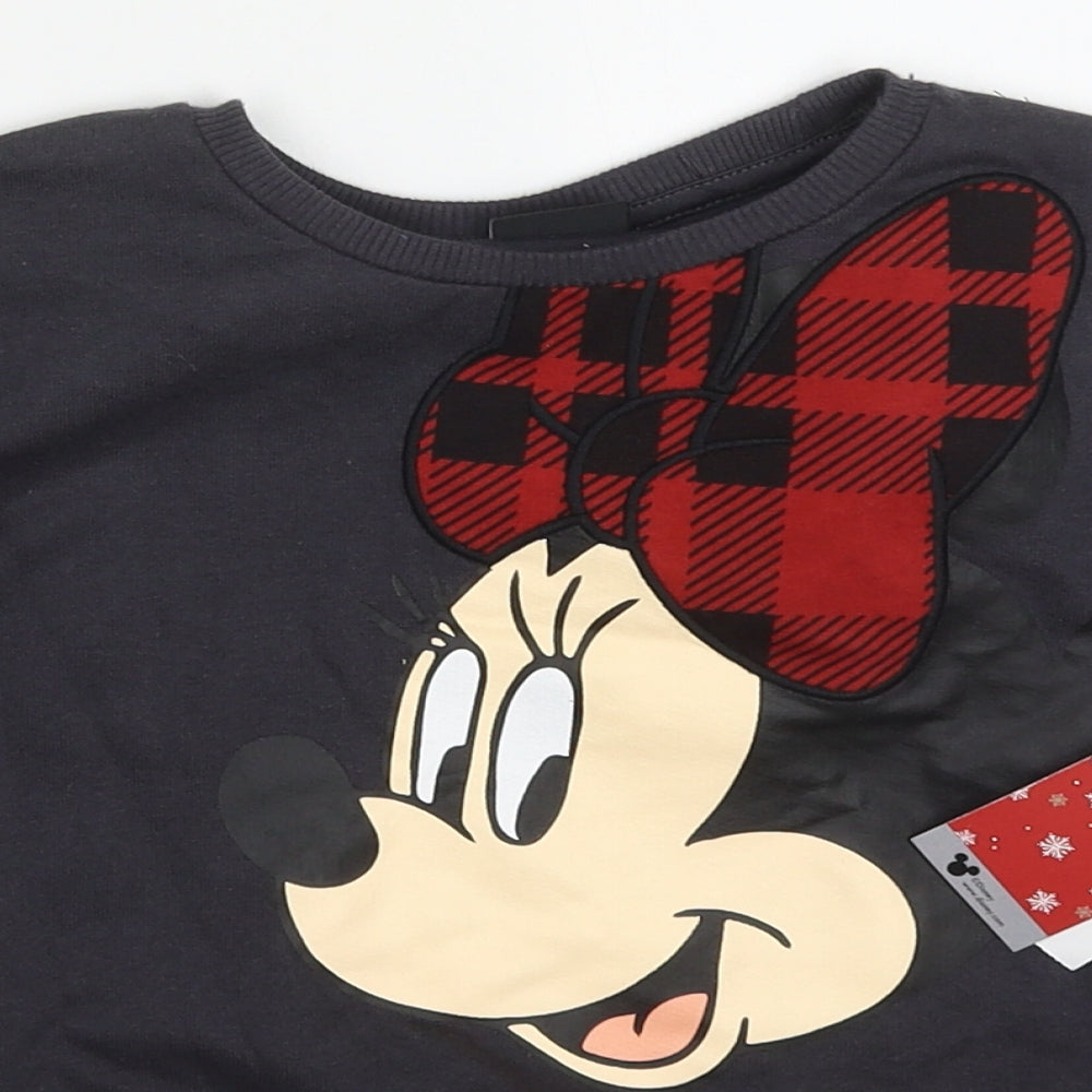 F&F Girls Grey  Cotton Pullover Sweatshirt Size 5-6 Years  Pullover - Minnie Mouse
