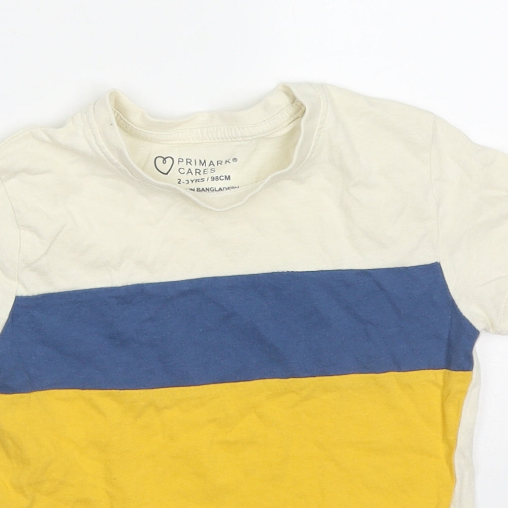 Primark Boys Multicoloured Colourblock Cotton Basic T-Shirt Size 2-3 Years Crew Neck Pullover