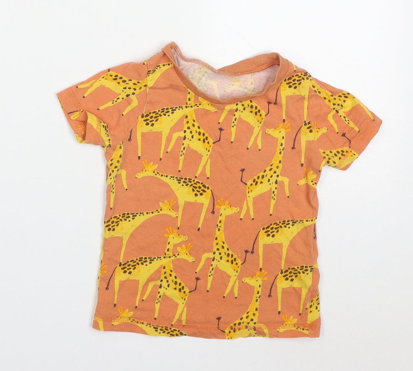 George Boys Orange  Cotton  Pyjama Top Size 2-3 Years  Pullover - Giraffes