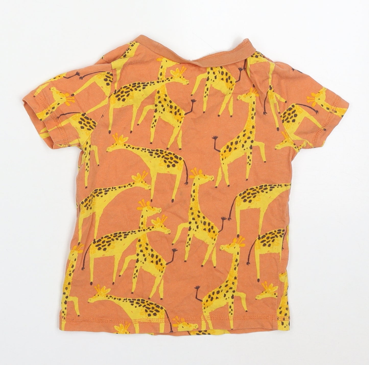 George Boys Orange  Cotton  Pyjama Top Size 2-3 Years  Pullover - Giraffes
