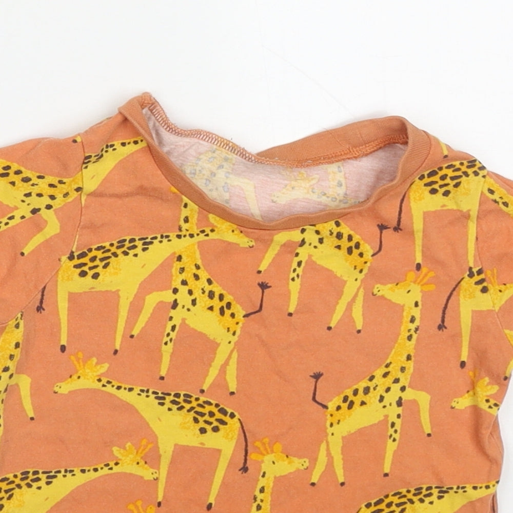 George Boys Orange  Cotton  Pyjama Top Size 2-3 Years  Pullover - Giraffes