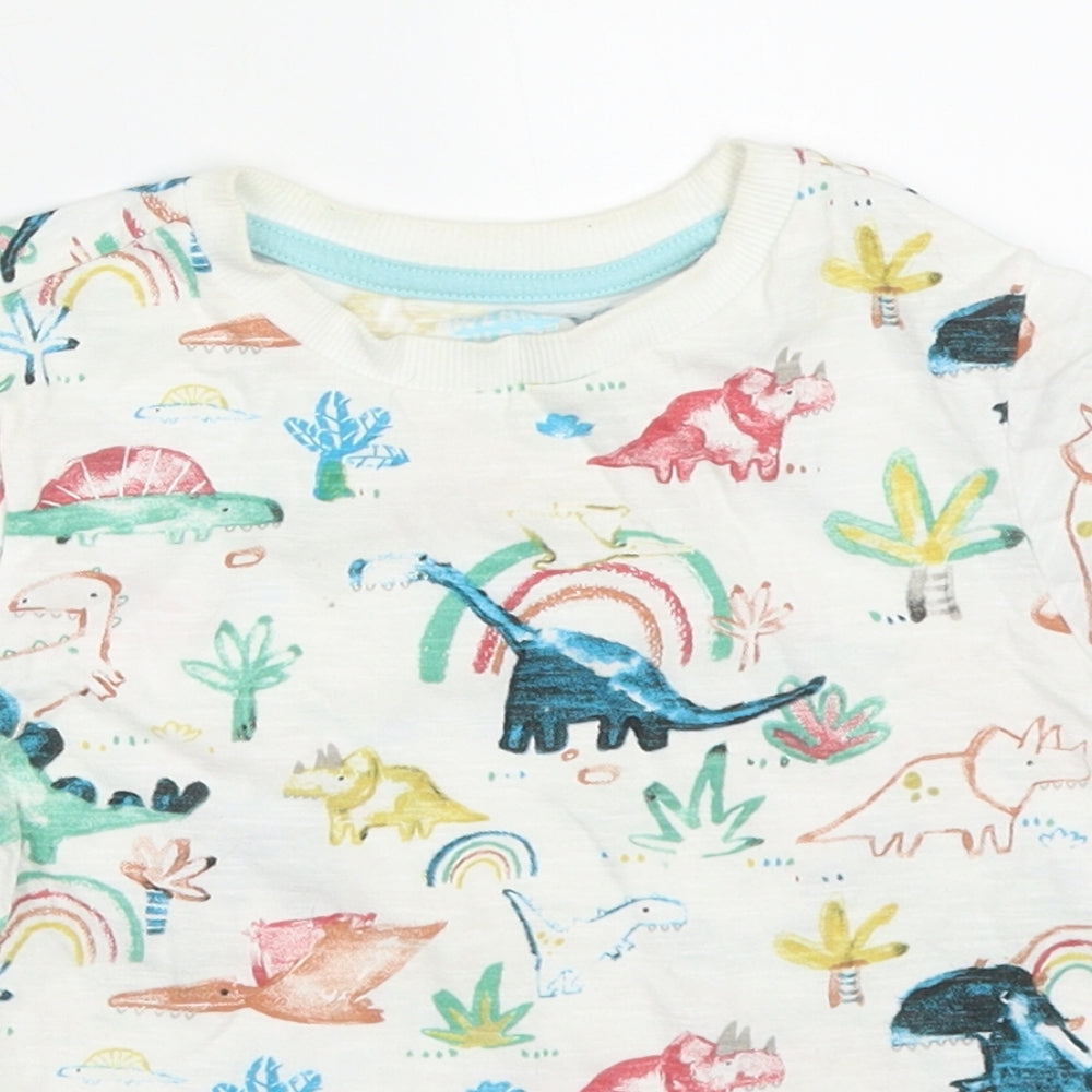 F&F Boys Multicoloured  Cotton Basic T-Shirt Size 3-4 Years Crew Neck Pullover - Dinosaurs