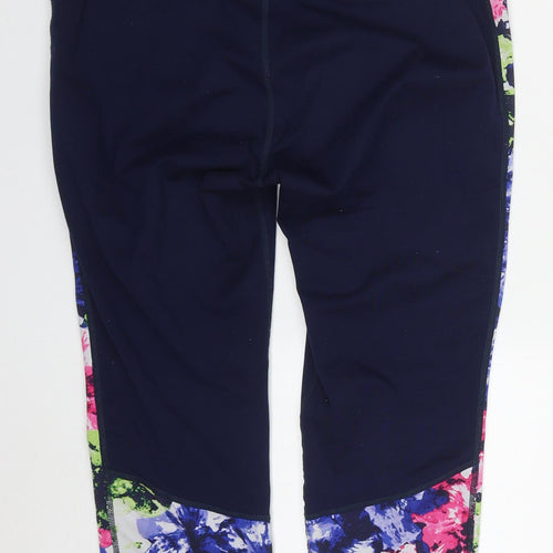 Gap Womens Blue Floral Polyester Capri Leggings Size L L24 in Regular
