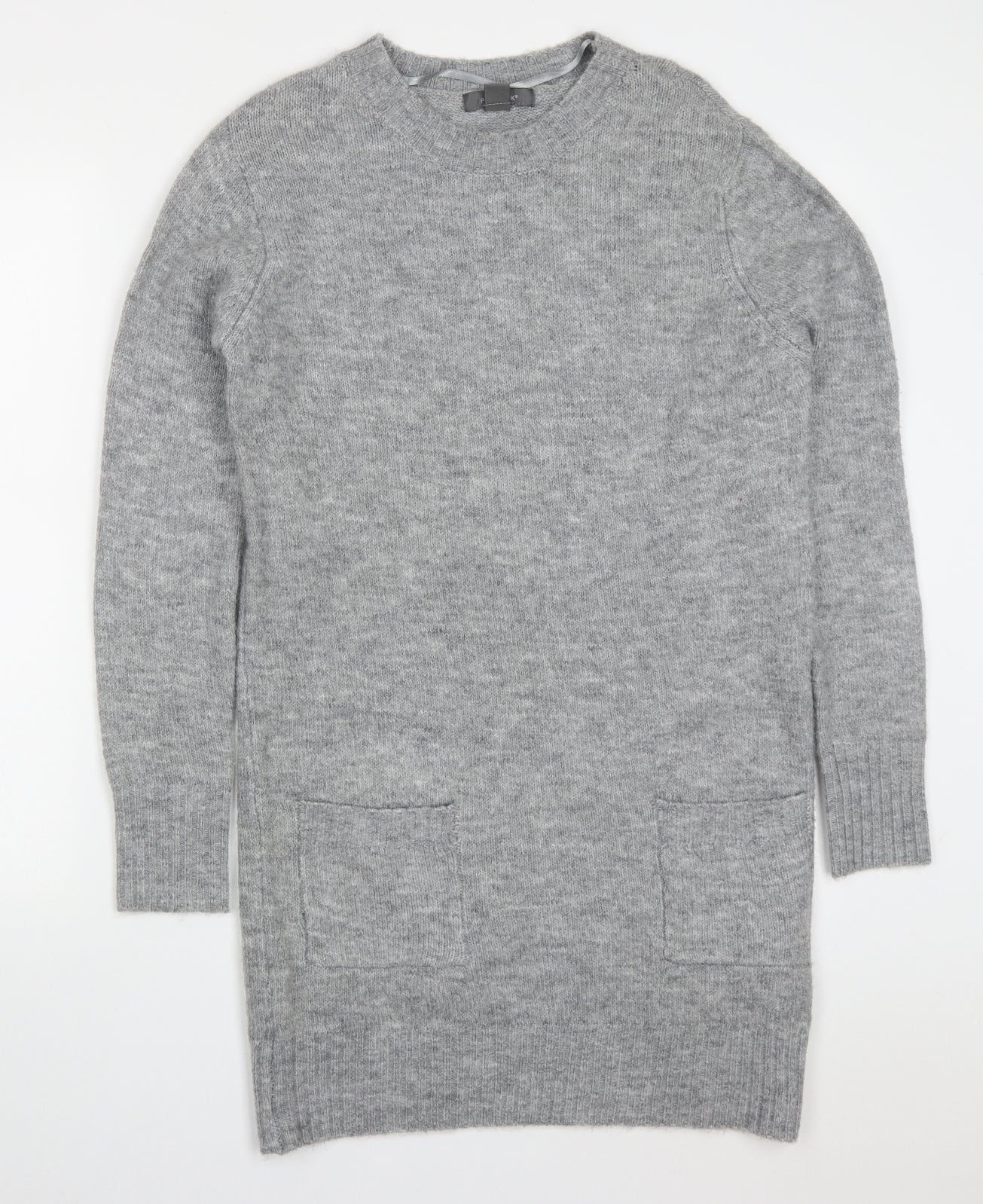 Primark Womens Grey  Acrylic Jumper Dress  Size 4  Round Neck Pullover