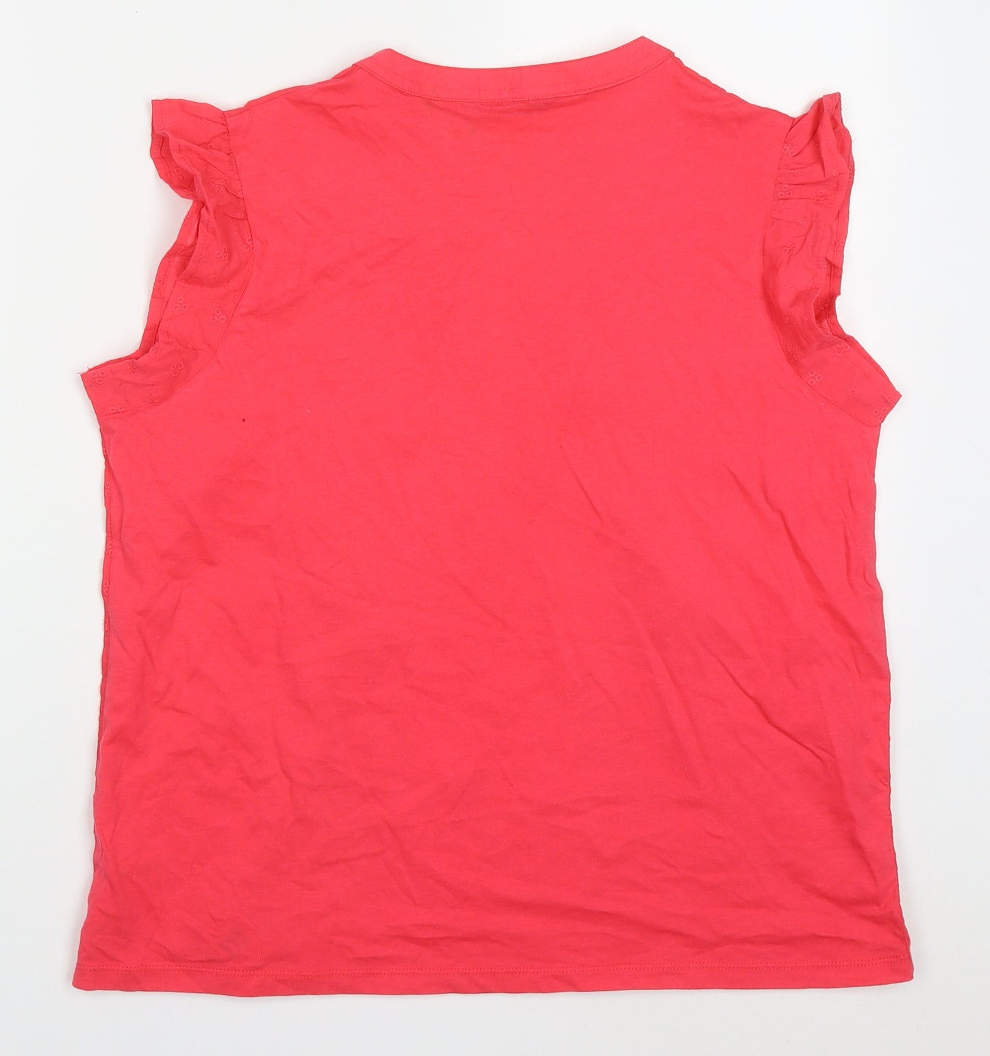 Dunnes Womens Pink Floral Cotton Basic Tank Size M V-Neck
