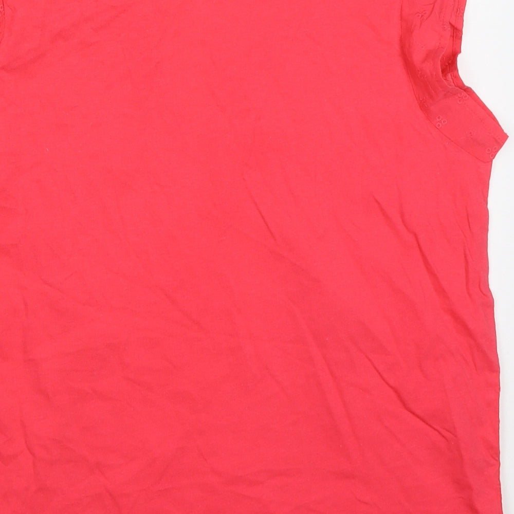 Dunnes Womens Pink Floral Cotton Basic Tank Size M V-Neck
