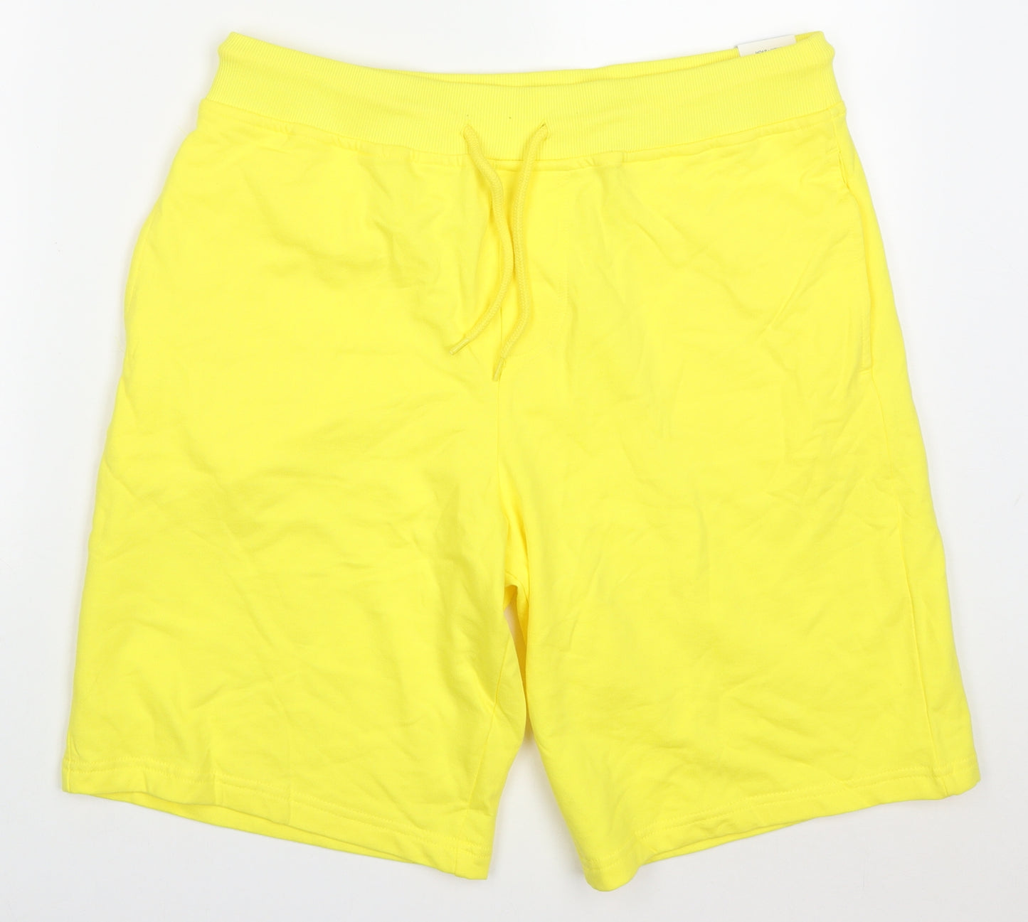 George Mens Yellow  Cotton Sweat Shorts Size M L9 in Regular Drawstring