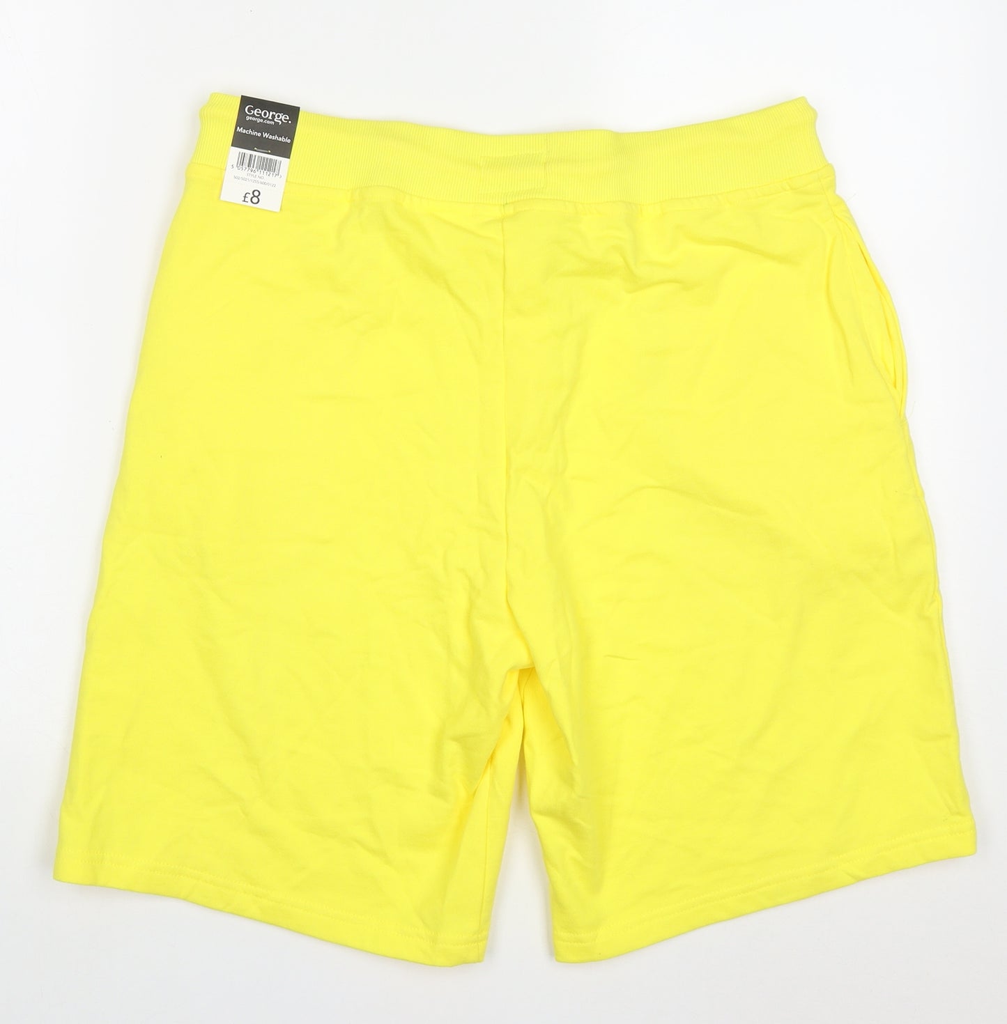 George Mens Yellow  Cotton Sweat Shorts Size M L9 in Regular Drawstring