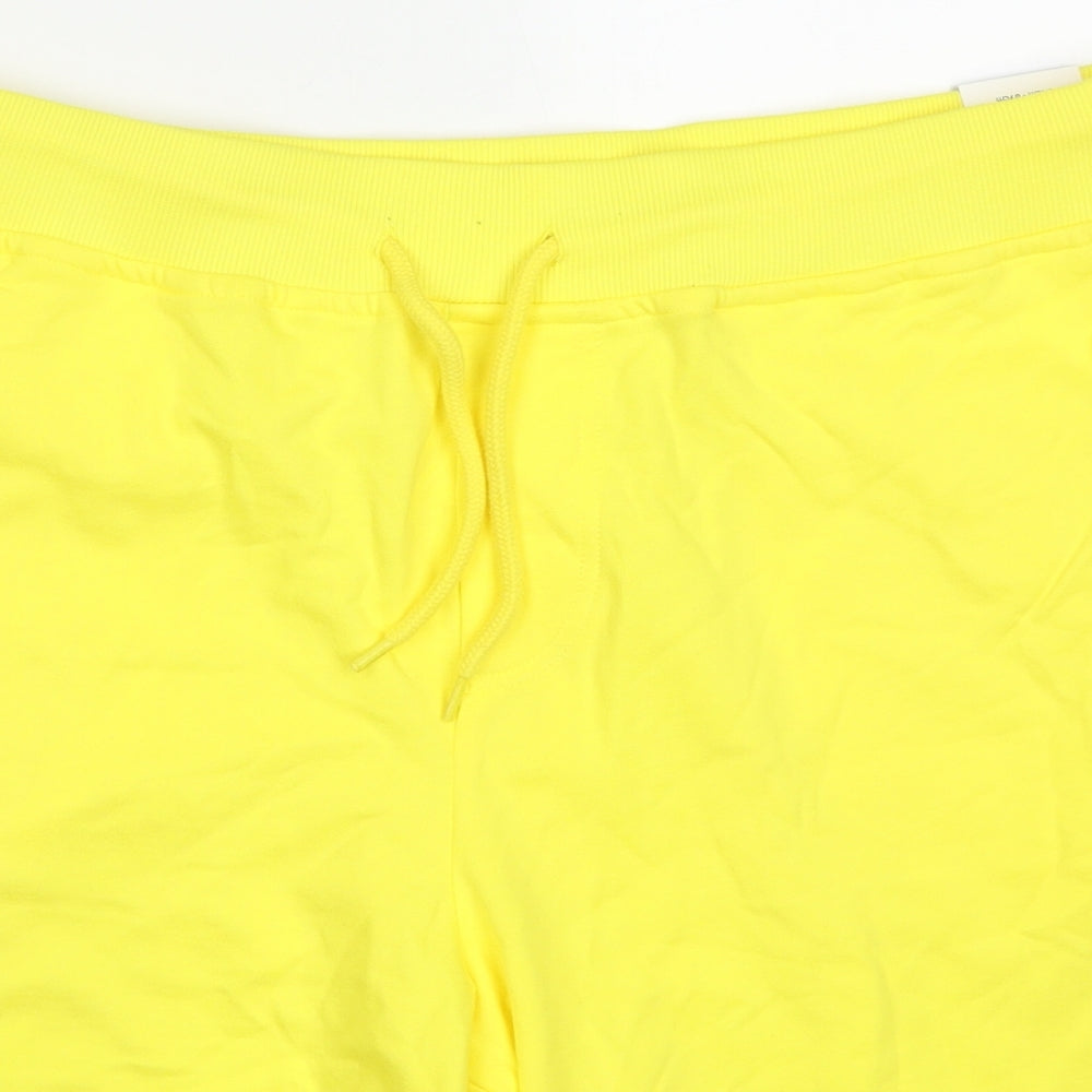 George Mens Yellow  Cotton Sweat Shorts Size M L9 in Regular Drawstring