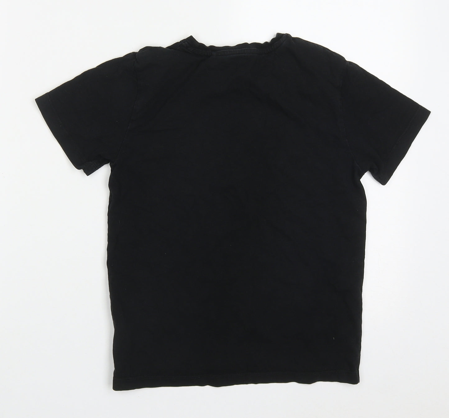 NEXT Boys Black  Cotton Basic T-Shirt Size 8 Years Crew Neck Pullover - Plug In