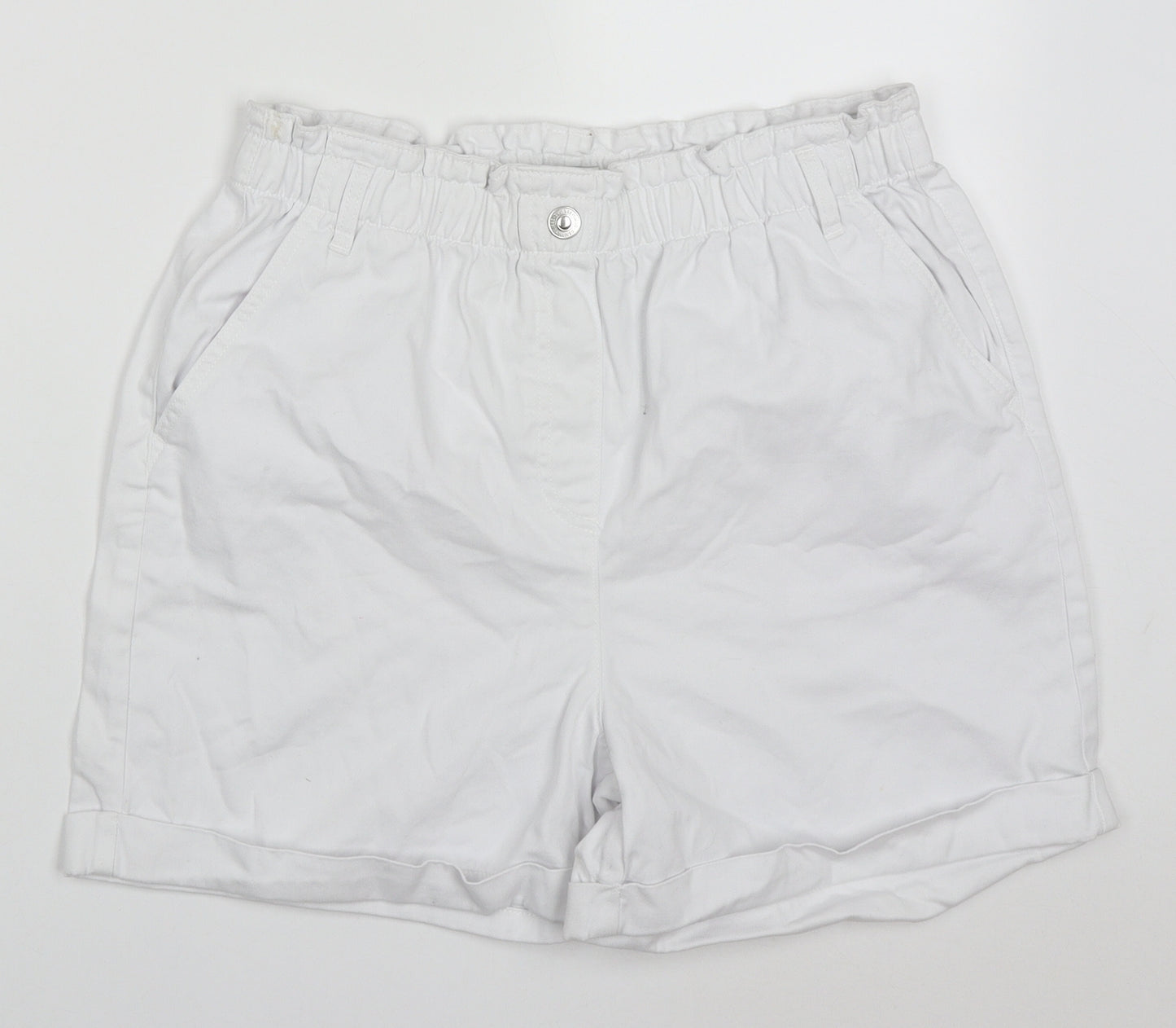 Papaya Womens White  Cotton Mom Shorts Size 14 L3 in Regular Button