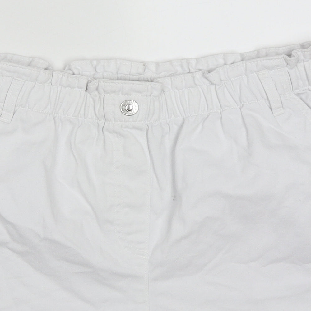 Papaya Womens White  Cotton Mom Shorts Size 14 L3 in Regular Button