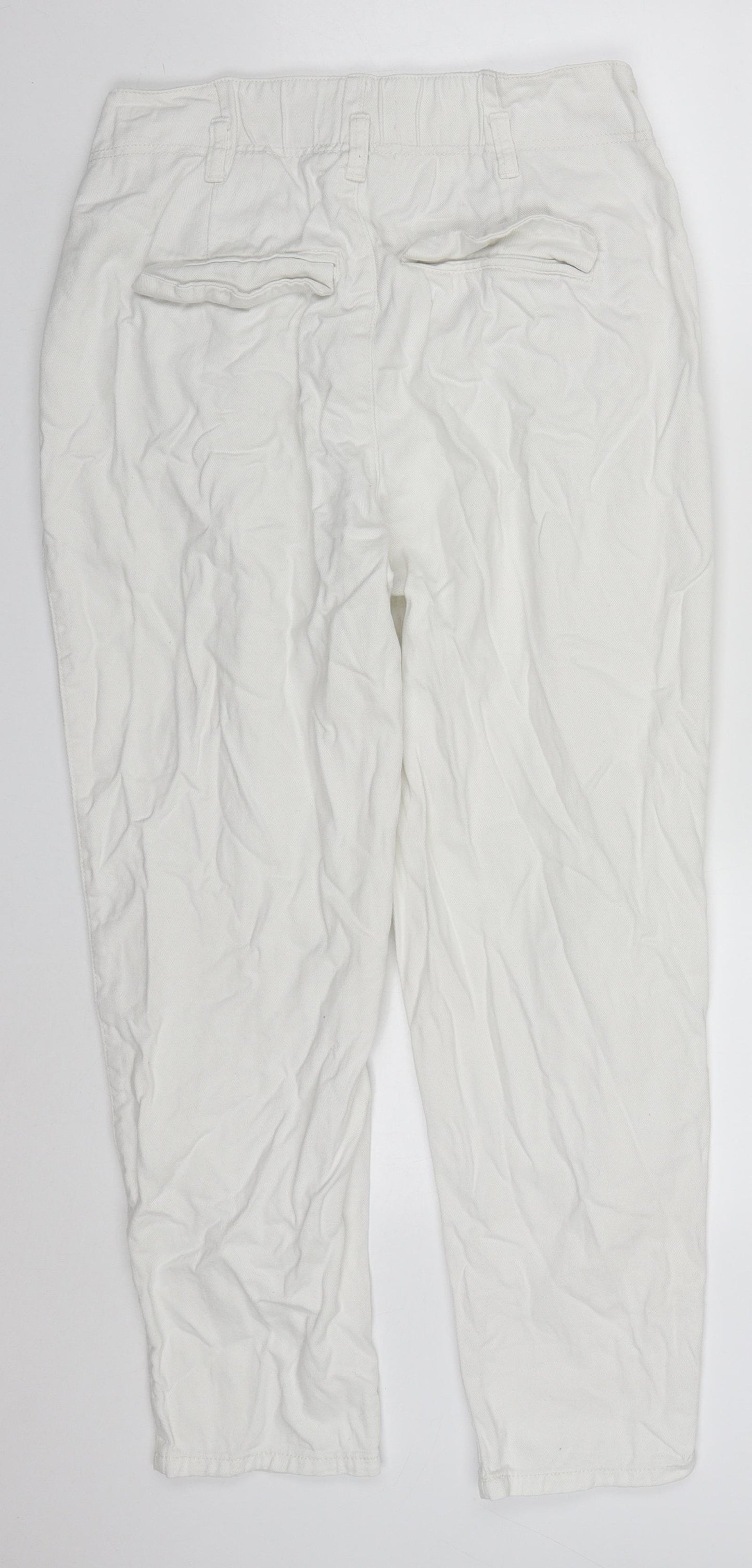New Look Womens White  Cotton Mom Jeans Size 12 L27 in Regular Hook & Eye