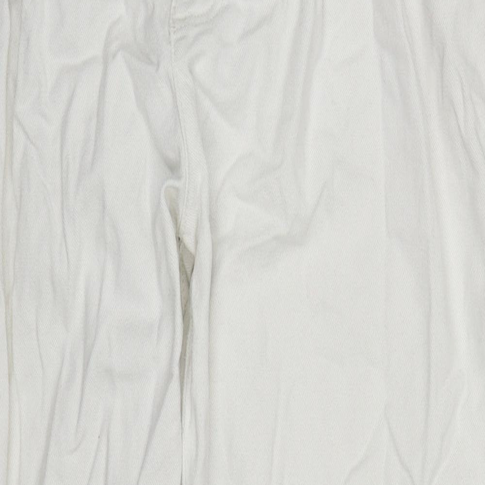 New Look Womens White  Cotton Mom Jeans Size 12 L27 in Regular Hook & Eye