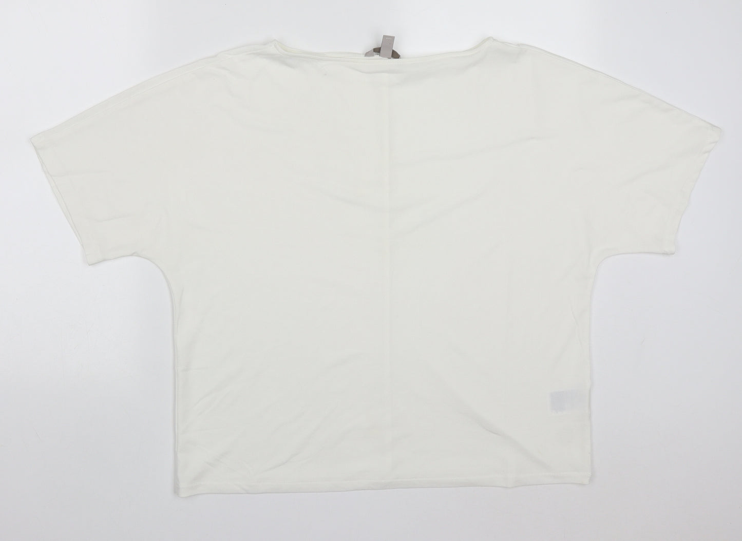 H&M Womens White  Polyester Basic T-Shirt Size M Round Neck