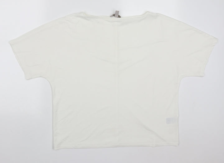 H&M Womens White  Polyester Basic T-Shirt Size M Round Neck