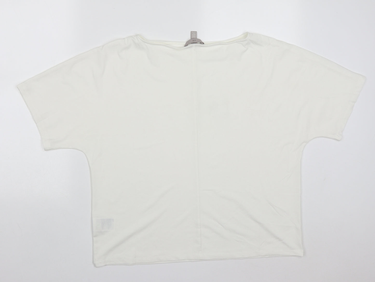 H&M Womens White  Polyester Basic T-Shirt Size M Round Neck