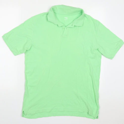 Dunnes Mens Green  Cotton  Polo Size L Collared Pullover