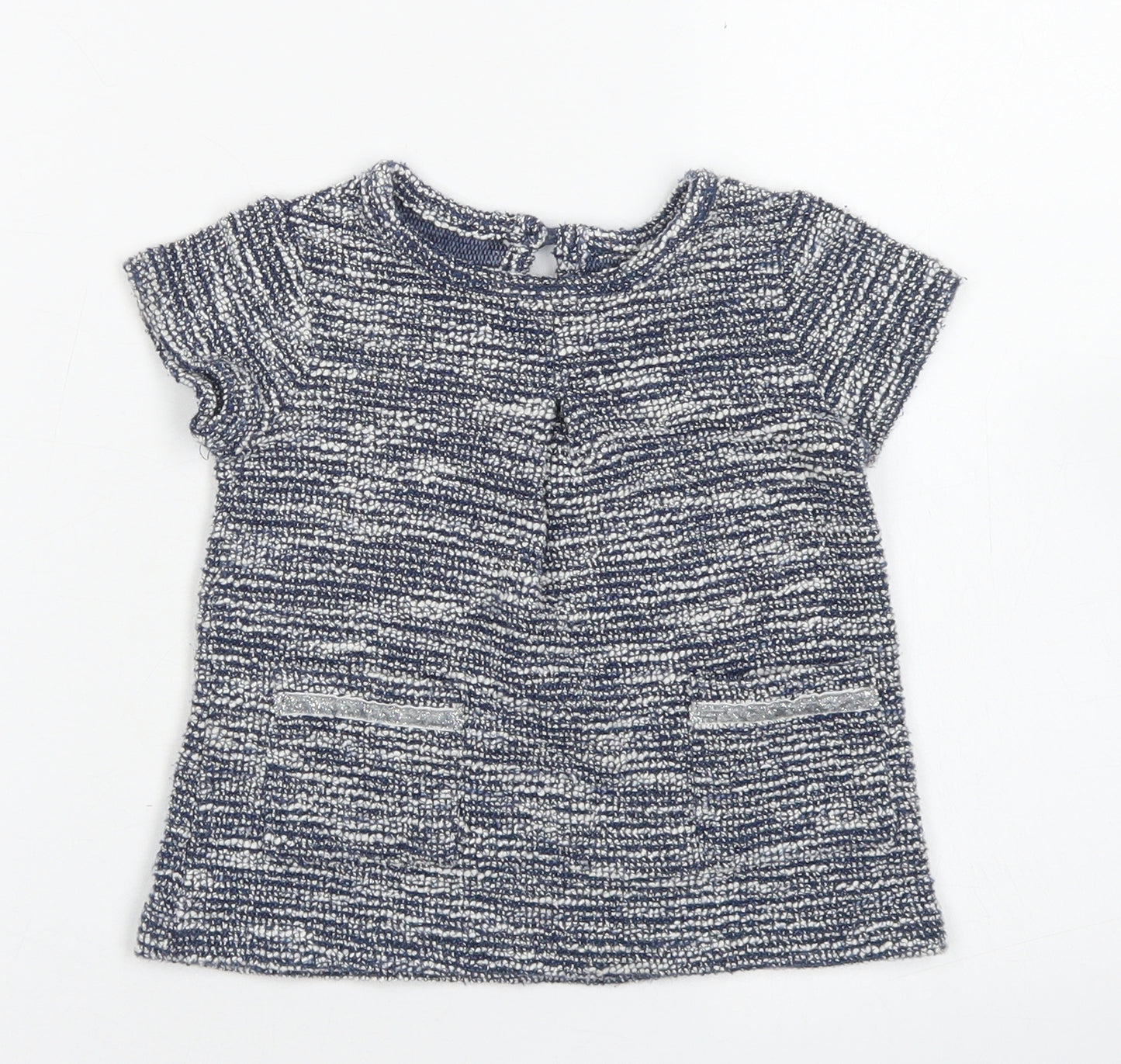 Primark Girls Blue  Cotton A-Line  Size 6-9 Months  Crew Neck Button