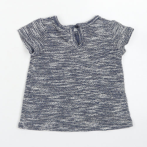 Primark Girls Blue  Cotton A-Line  Size 6-9 Months  Crew Neck Button