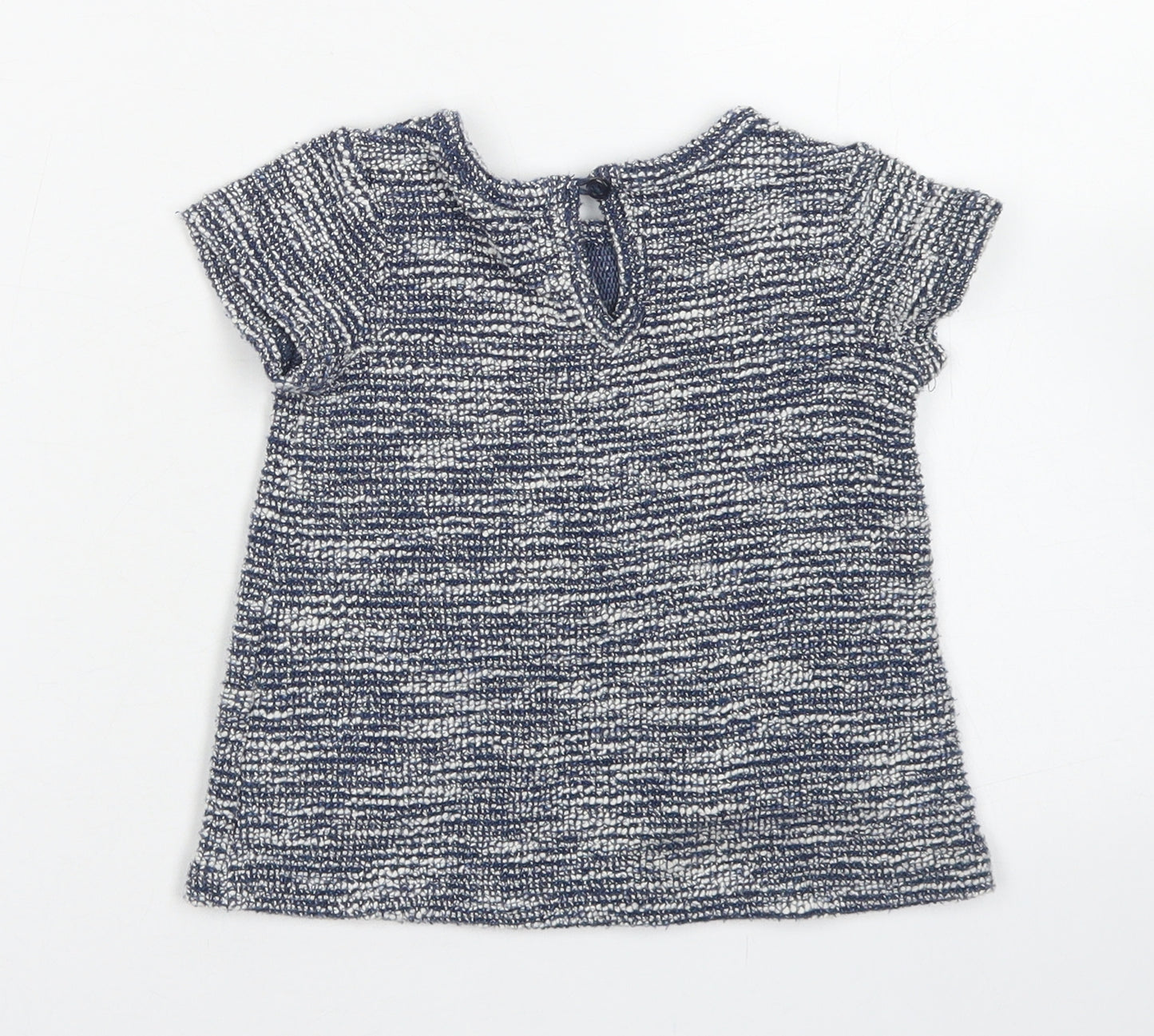 Primark Girls Blue  Cotton A-Line  Size 6-9 Months  Crew Neck Button