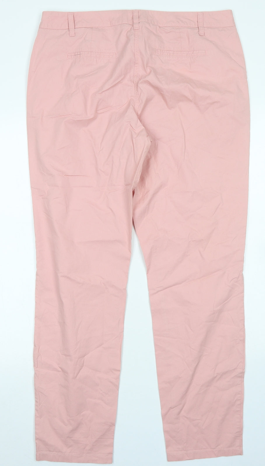 NEXT Womens Pink  Cotton Chino Trousers Size 14 L30 in Regular Button