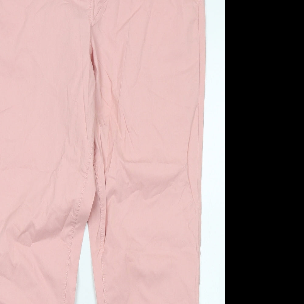 NEXT Womens Pink  Cotton Chino Trousers Size 14 L30 in Regular Button