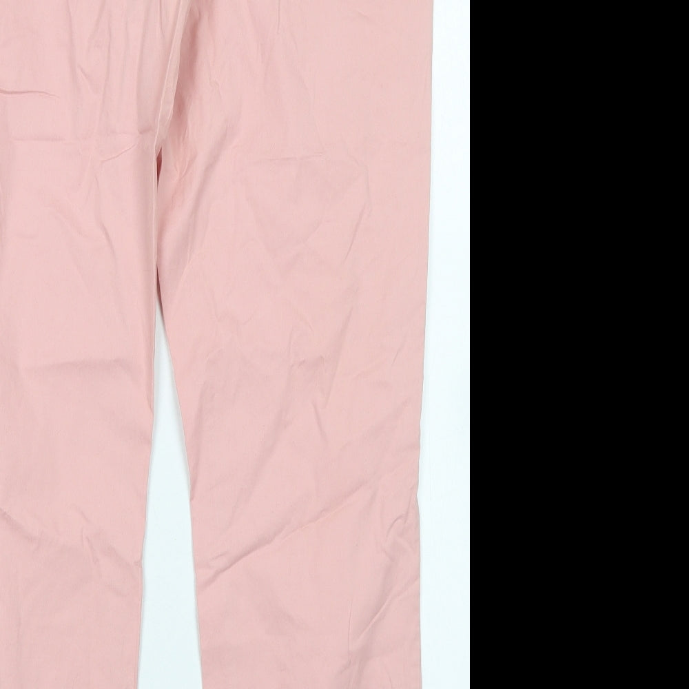 NEXT Womens Pink  Cotton Chino Trousers Size 14 L30 in Regular Button