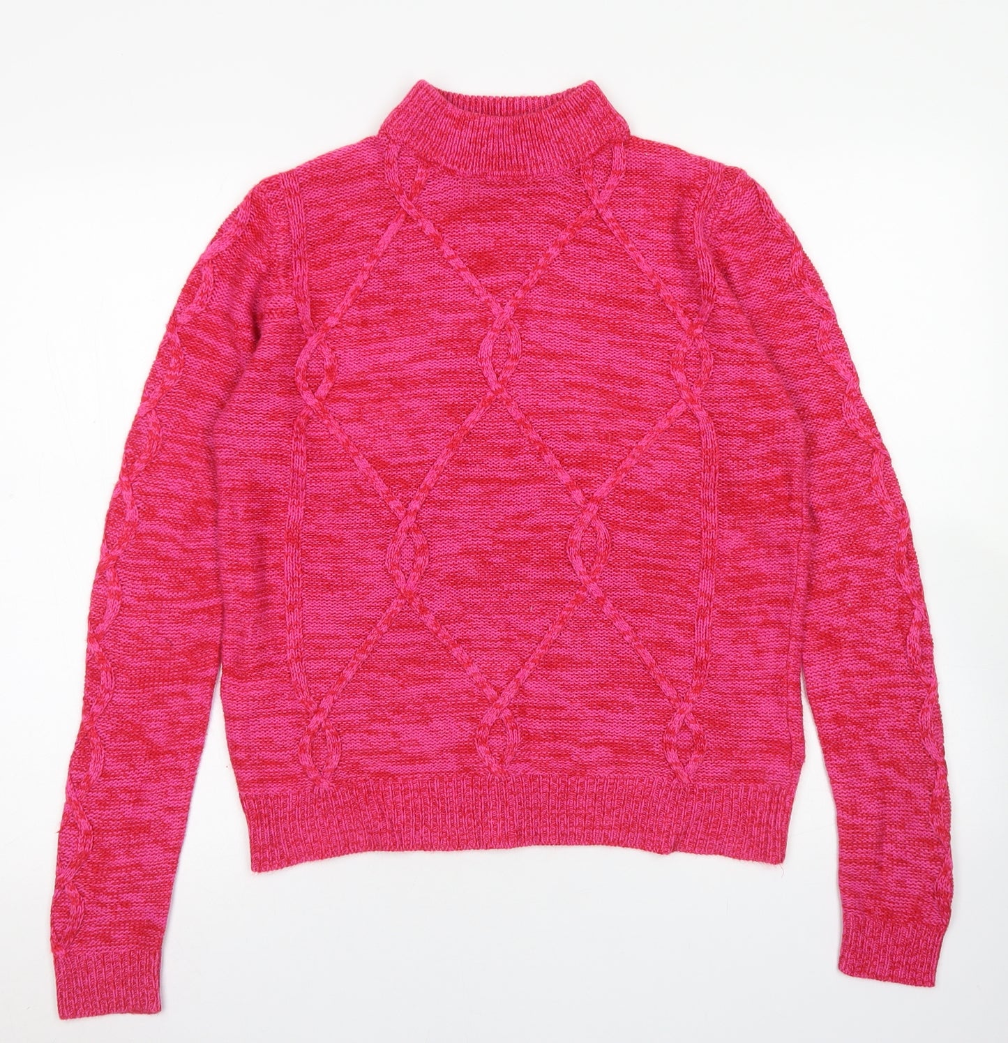 Papaya Womens Pink Mock Neck  Acrylic Pullover Jumper Size M