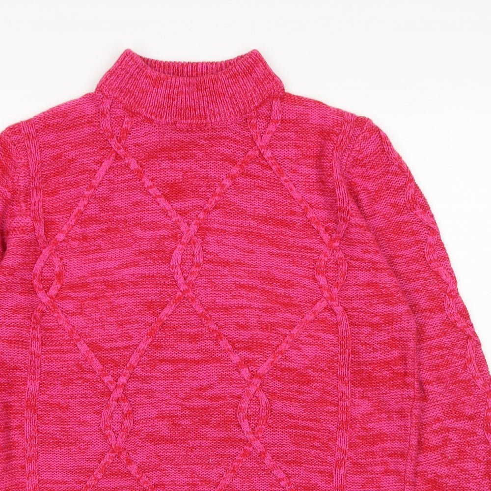 Papaya Womens Pink Mock Neck  Acrylic Pullover Jumper Size M