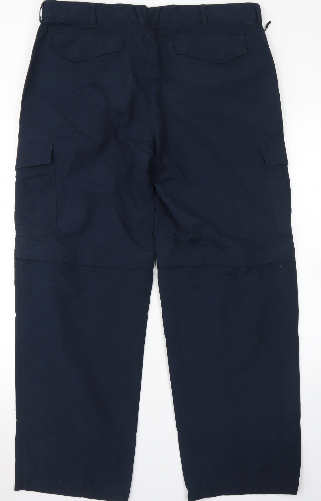 M&S Mens Blue  Cotton Cargo Trousers Size 38 in L31 in Regular Button - Stormwear
