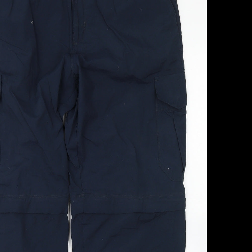 M&S Mens Blue  Cotton Cargo Trousers Size 38 in L31 in Regular Button - Stormwear