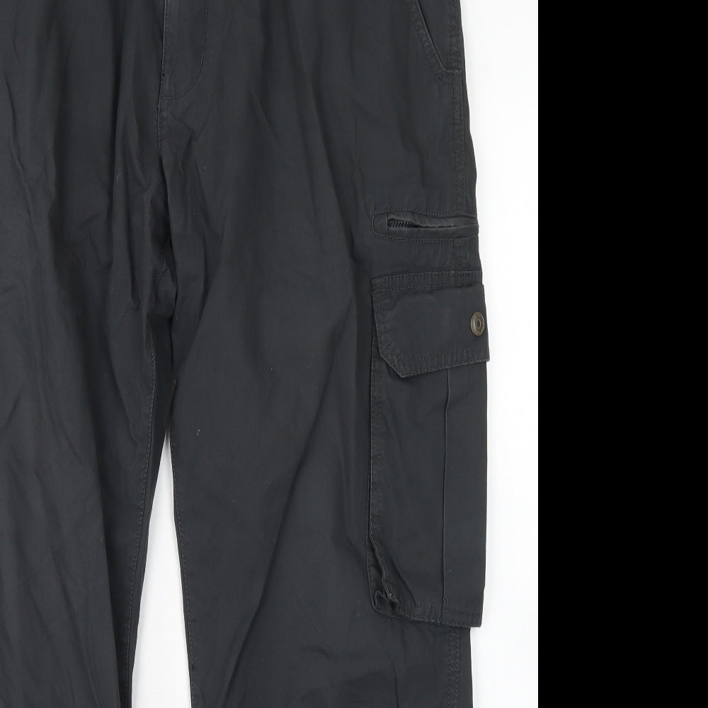 NEXT Mens Grey  Cotton Capri Trousers Size 38 in L31 in Regular Button