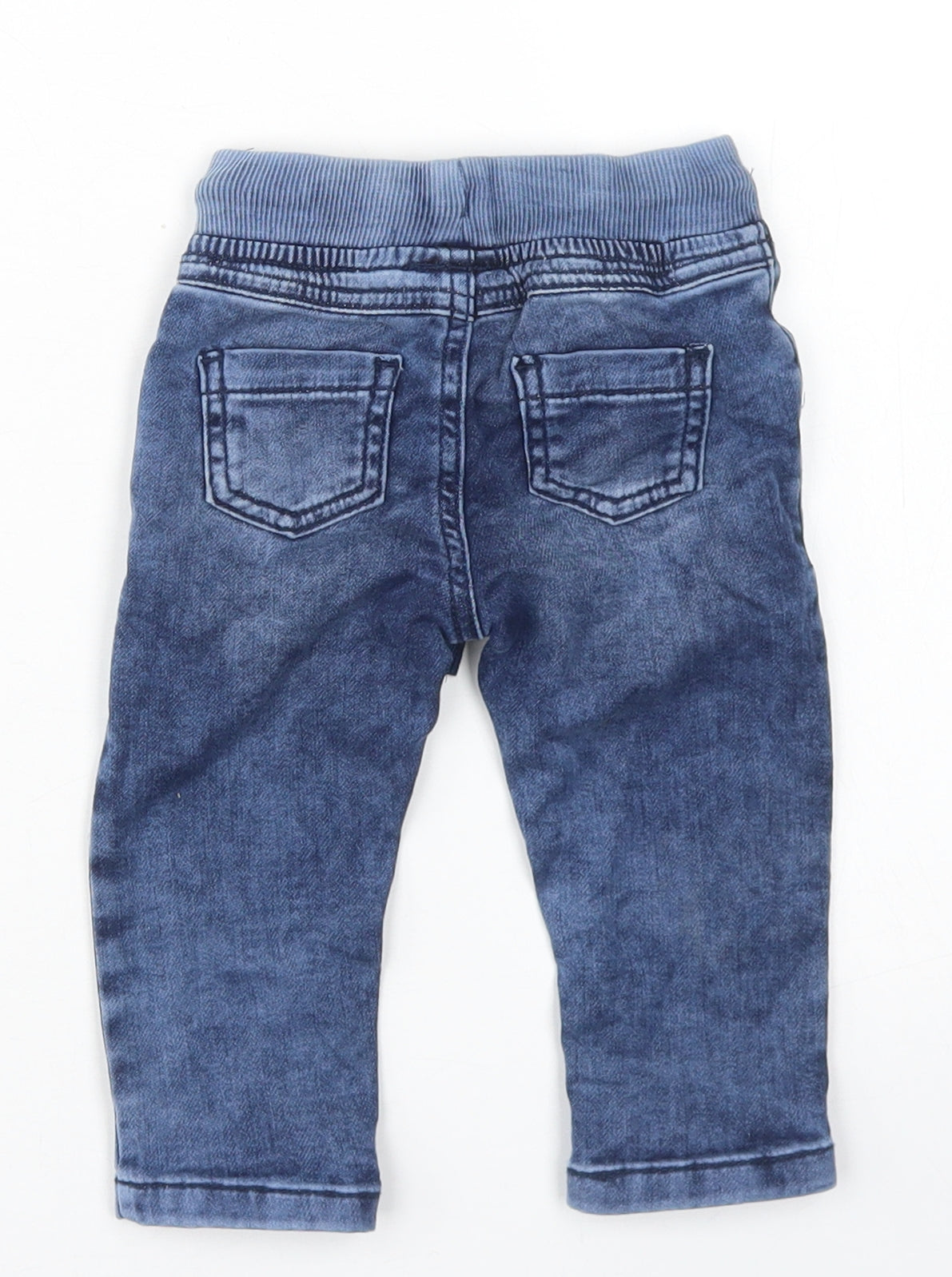 F&F Boys Black  Cotton Jogger Jeans Size 6-9 Months  Drawstring