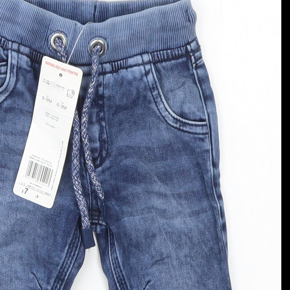 F&F Boys Black  Cotton Jogger Jeans Size 6-9 Months  Drawstring