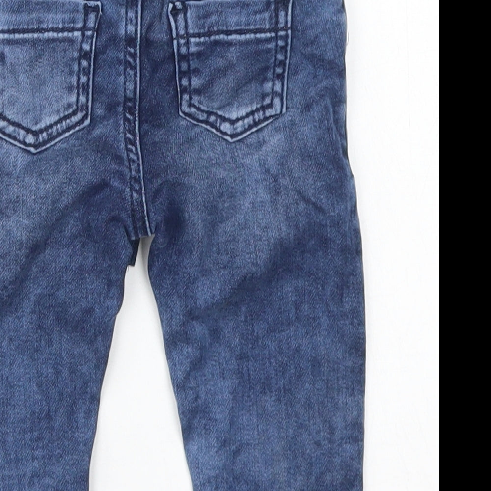 F&F Boys Black  Cotton Jogger Jeans Size 6-9 Months  Drawstring