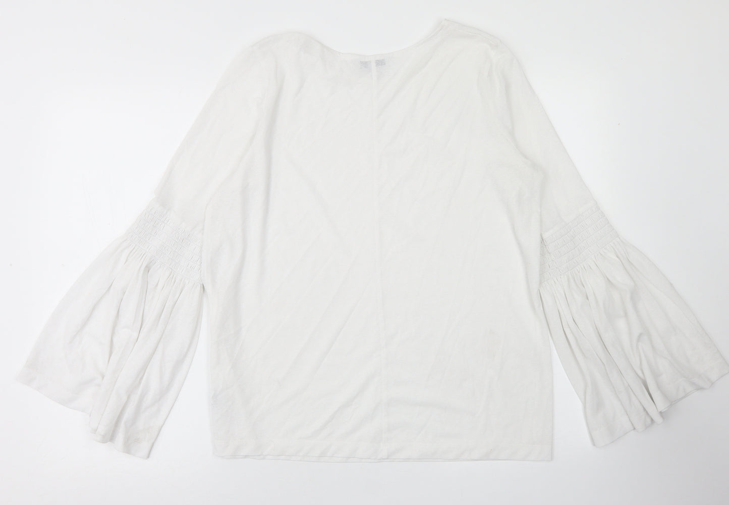 NEXT Womens White  Polyester Basic T-Shirt Size 14 Crew Neck - Flare Sleeves