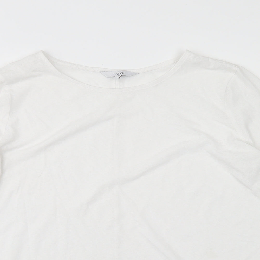 NEXT Womens White  Polyester Basic T-Shirt Size 14 Crew Neck - Flare Sleeves