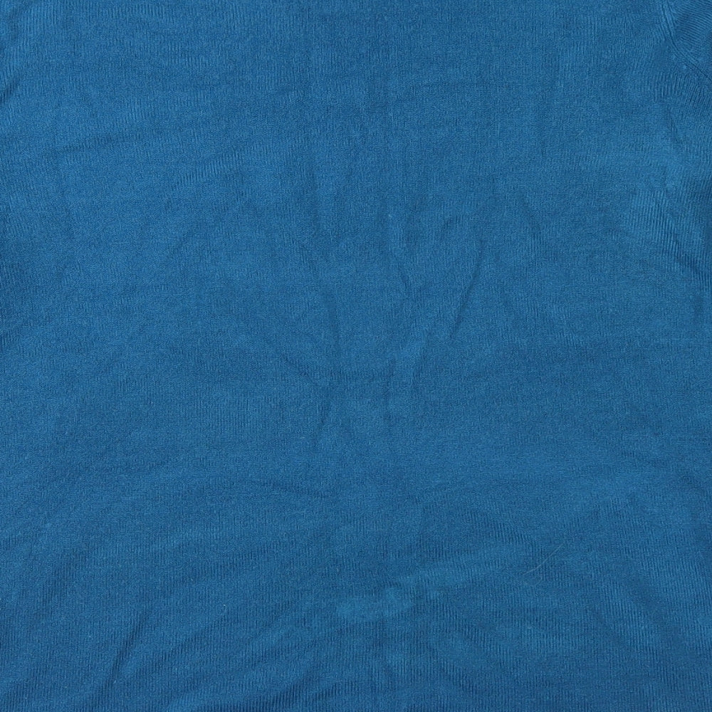 Maine Womens Blue Crew Neck  Acrylic Pullover Jumper Size 14