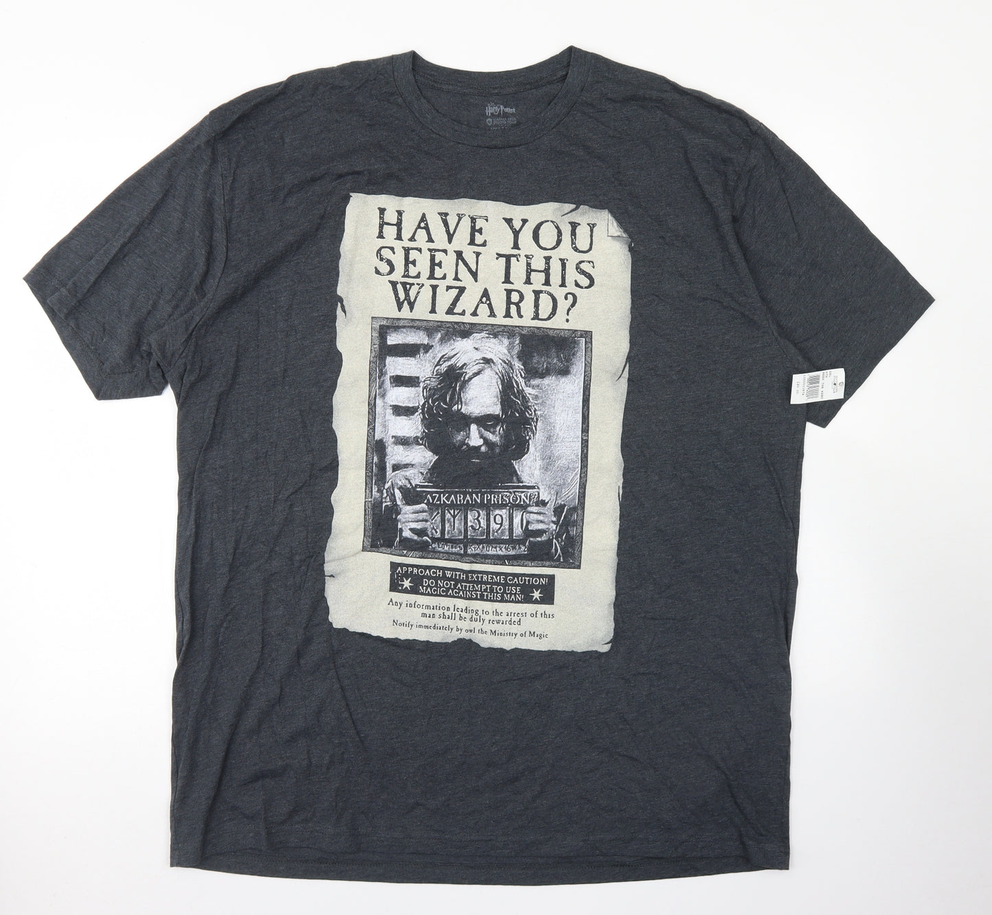 Warner Bros. Studio Tour Mens Grey  Cotton  T-Shirt Size 2XL Crew Neck  - Harry Potter Sirius Black