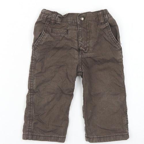 George Boys Brown  Cotton Cargo Trousers Size 3-6 Months  Snap