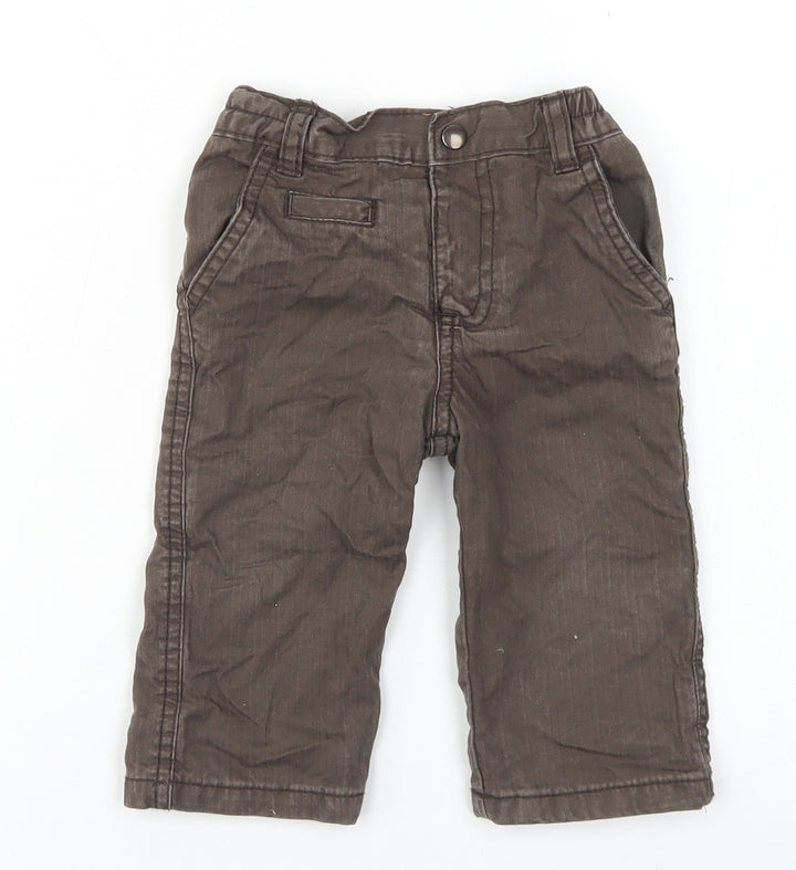George Boys Brown  Cotton Cargo Trousers Size 3-6 Months  Snap