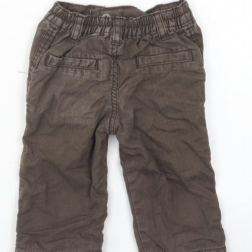 George Boys Brown  Cotton Cargo Trousers Size 3-6 Months  Snap