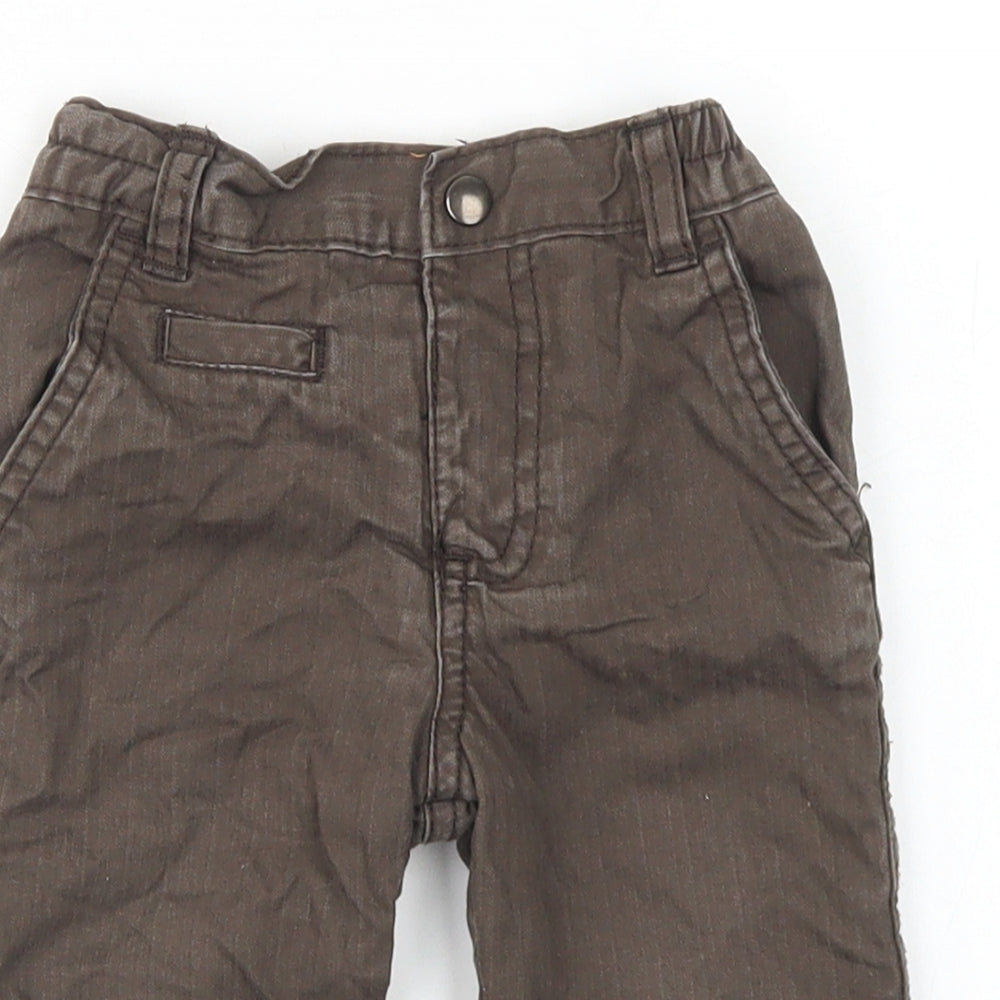 George Boys Brown  Cotton Cargo Trousers Size 3-6 Months  Snap