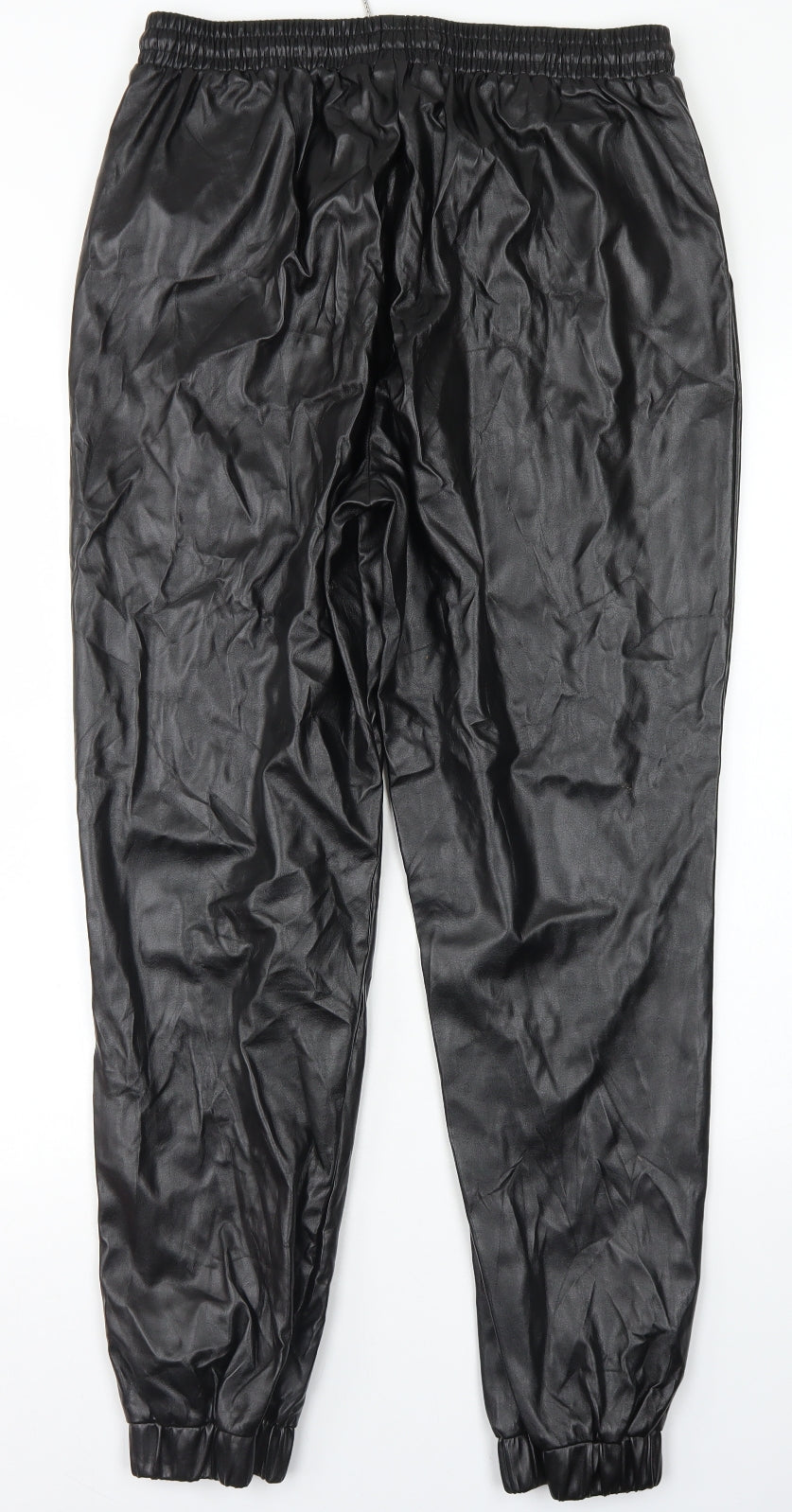Missguided Womens Black  Polyester Jogger Trousers Size 14 L28 in Regular Drawstring