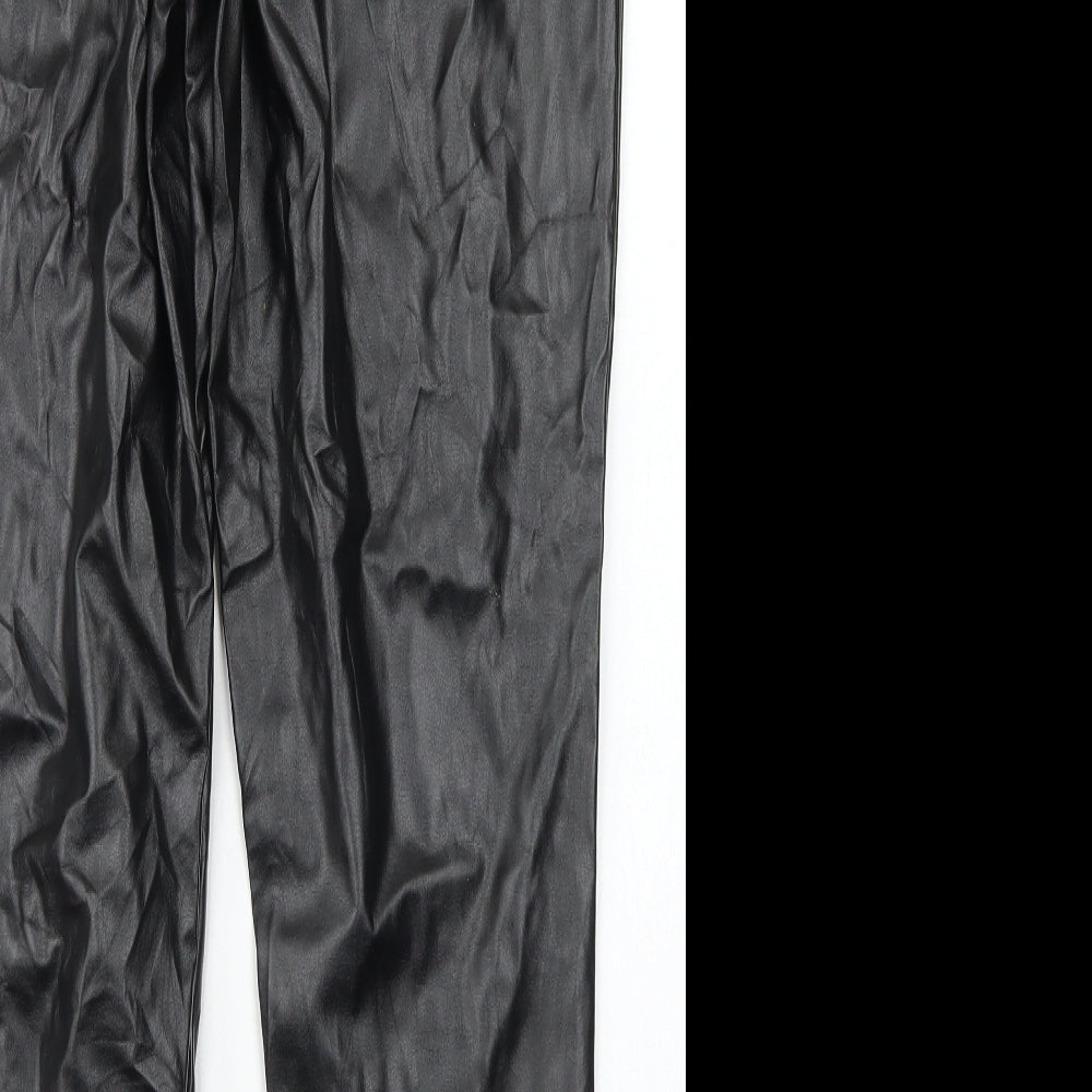 Missguided Womens Black  Polyester Jogger Trousers Size 14 L28 in Regular Drawstring